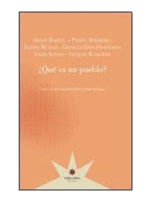 Imágen 1 del libro: ¿Qué es un pueblo?